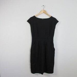 Quince Ultra Stretch Ponte Cap Sleeve Dress S Black Rayon Mini Career Office 414